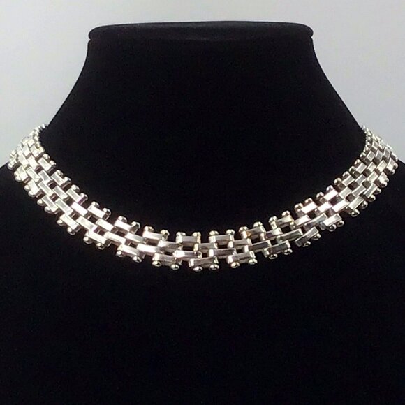 Zina Of Beverly Hills Sterling Silver Vintage Necklace 130.9 Gms 5/8”  X 18” - Picture 1 of 13